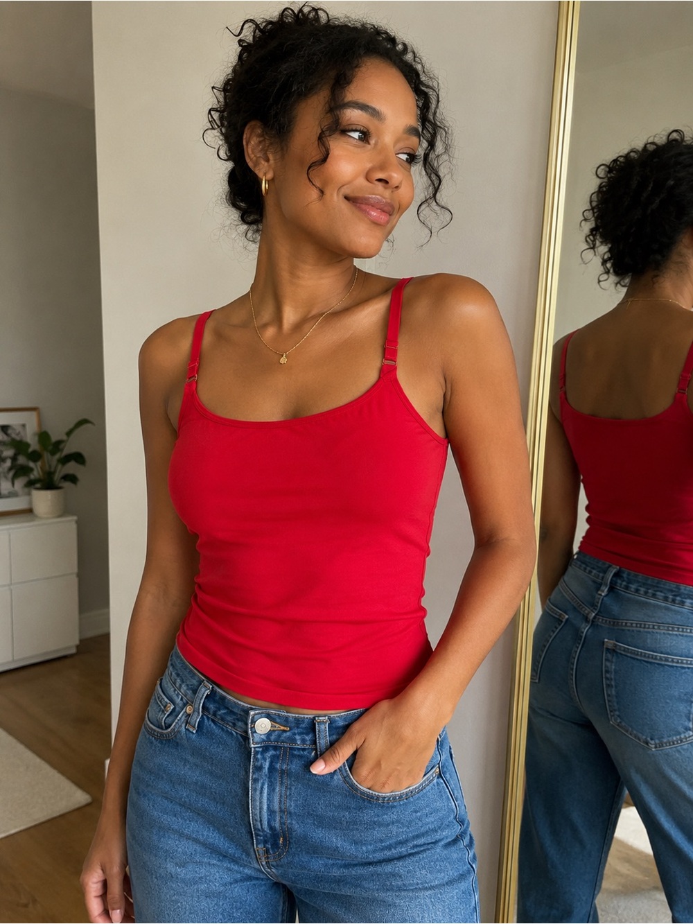 Shapermint Red Slim Fit Tank Top